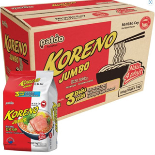 Mì Koreno Jumbo 2 Vị Kim chi Bò Cay ( Thùng Sỉ ) 100 gói