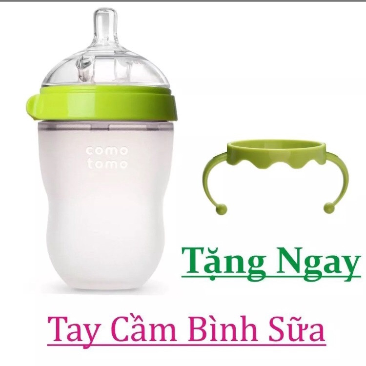 Bình Sữa Comotomo Silicon 150ml/250ml Cho Bé Siêu Mềm - TẶNG KÈM TAY CẦM