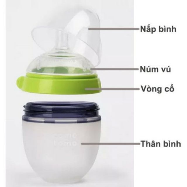 Bình Sữa Comotomo Silicon 150ml/250ml Cho Bé Siêu Mềm - TẶNG KÈM TAY CẦM