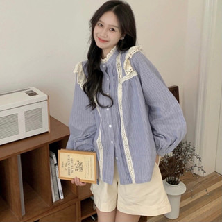 ÁO SƠMI DÀI TAY, ÁO KIỂU NỮ DÁNG BABYDOLL VIỀN REN PHIÊN BẢN ĐŨI GÂN 5 màu pastel tiểu thư (hàng sẵn)
