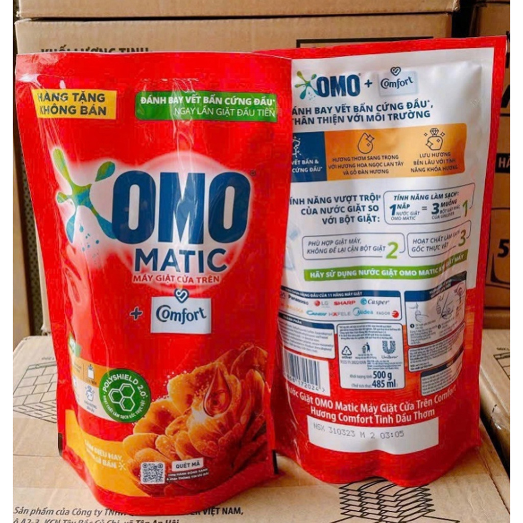 Nước giặt OMO Matic Comfort hương thanh xuân dành cho máy giặt - Hàng tặng túi 350g