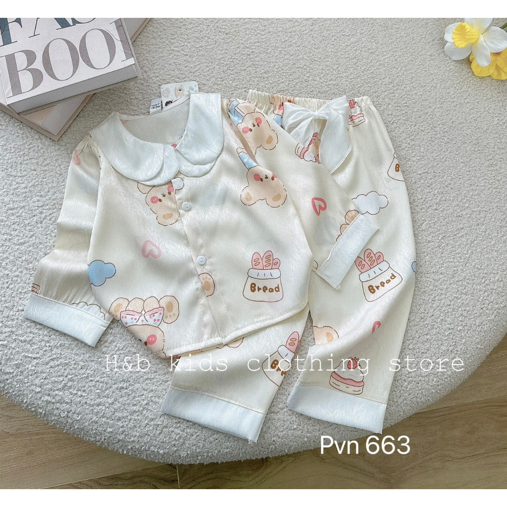 Bộ Pijama cho bé gái , set bộ quần áo thu đông lụa xước siêu mát và đáng yêu cho bé gái