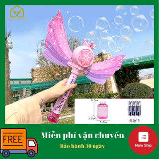 Đồ chơi gậy phép thuật thổi bong bóng có đèn led nhiều màu và nhạc , tặng kèm pin và dung dịch tạo bọt
