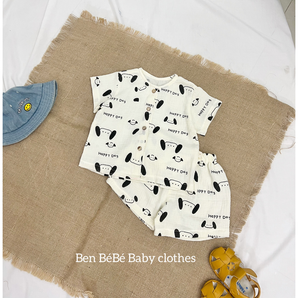 Bộ muslin dễ thương cho bé