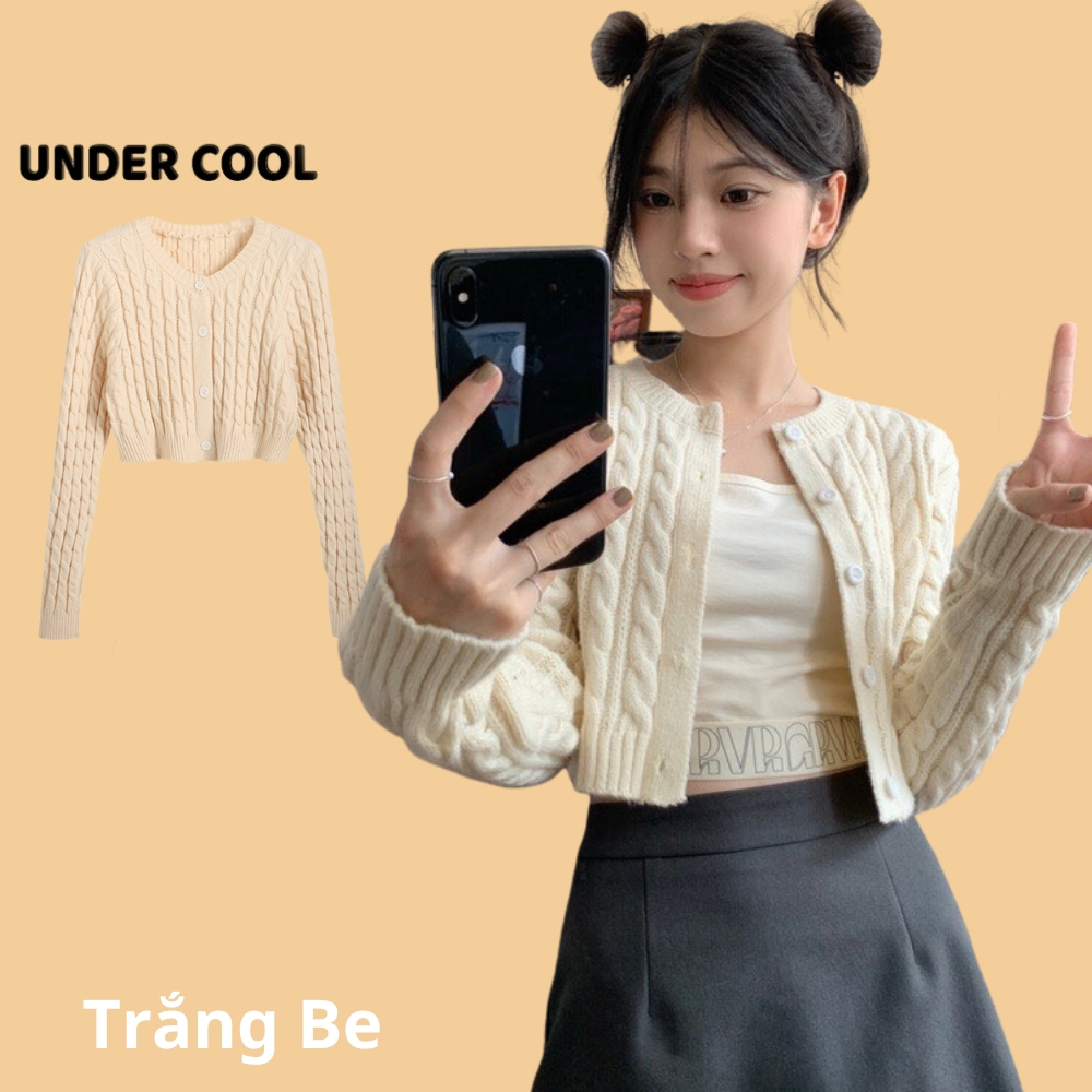 Áo len thừng croptop tay dài trơn dáng khoác caridgan UNDERCOOL dáng ngắn