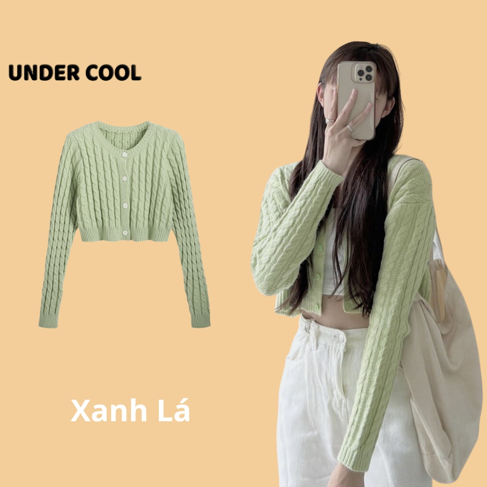 Áo len thừng croptop tay dài trơn dáng khoác caridgan UNDERCOOL dáng ngắn