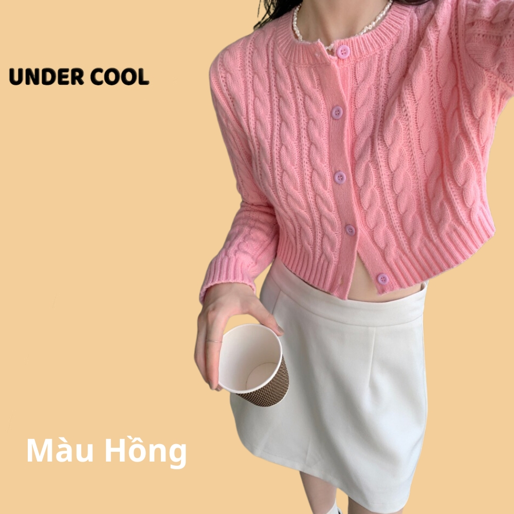 Áo len thừng croptop tay dài trơn dáng khoác caridgan UNDERCOOL dáng ngắn