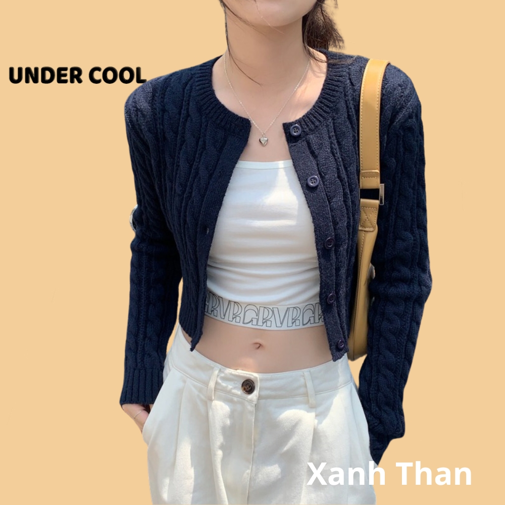 Áo len thừng croptop tay dài trơn dáng khoác caridgan UNDERCOOL dáng ngắn