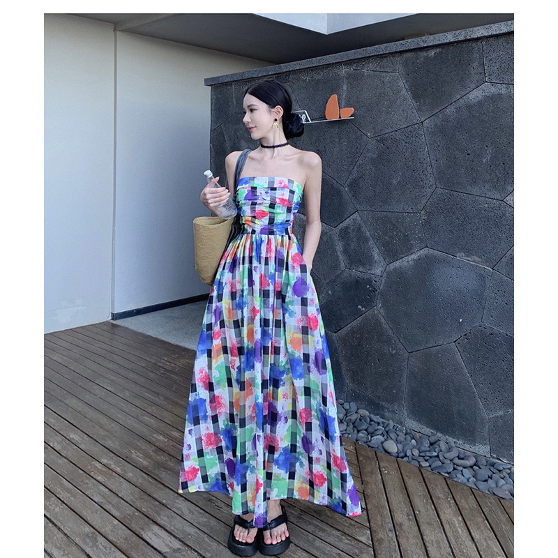 Đầm maxi quây phối màu thời trang hebe's X77