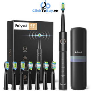 Bàn chải đánh răng điện Fairywill E11- tặng kèm 8 đầu bàn chải và hộp đựng đủ dùng trong 2 năm.