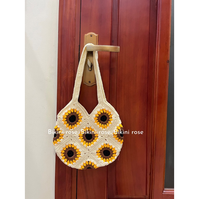 TÚI LEN MÓC HANDMADE HOA HƯỚNG DƯƠNG NHIỀU MÀU CÓ SẴN