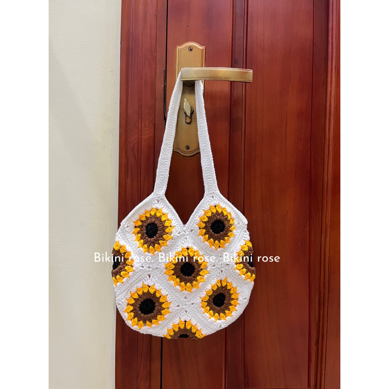 TÚI LEN MÓC HANDMADE HOA HƯỚNG DƯƠNG NHIỀU MÀU CÓ SẴN