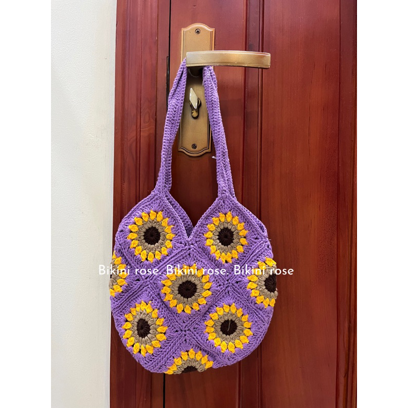 TÚI LEN MÓC HANDMADE HOA HƯỚNG DƯƠNG NHIỀU MÀU CÓ SẴN