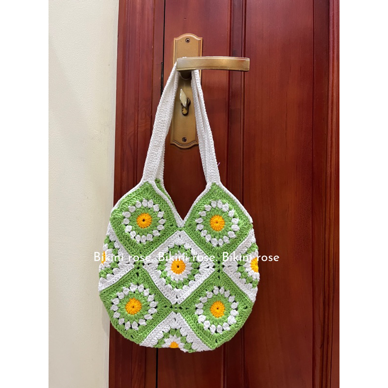 TÚI LEN MÓC HANDMADE HOA HƯỚNG DƯƠNG NHIỀU MÀU CÓ SẴN