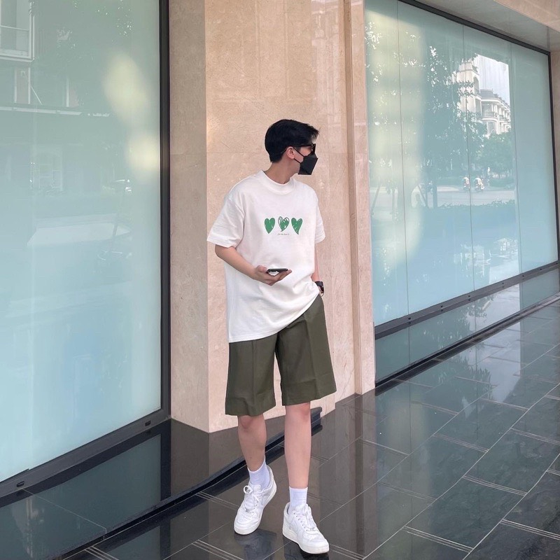 Áo cặp nam nữ, áo đôi in hình 3 trái tim đáng yêu phong cách hàn quốc chất cotton thoáng mát