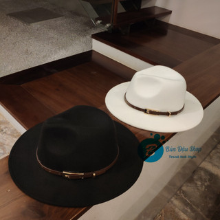 Mũ Phớt Fedora Dạ Đai Da Thời Trang