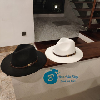 Mũ Phớt Fedora Dạ Đai Da Thời Trang