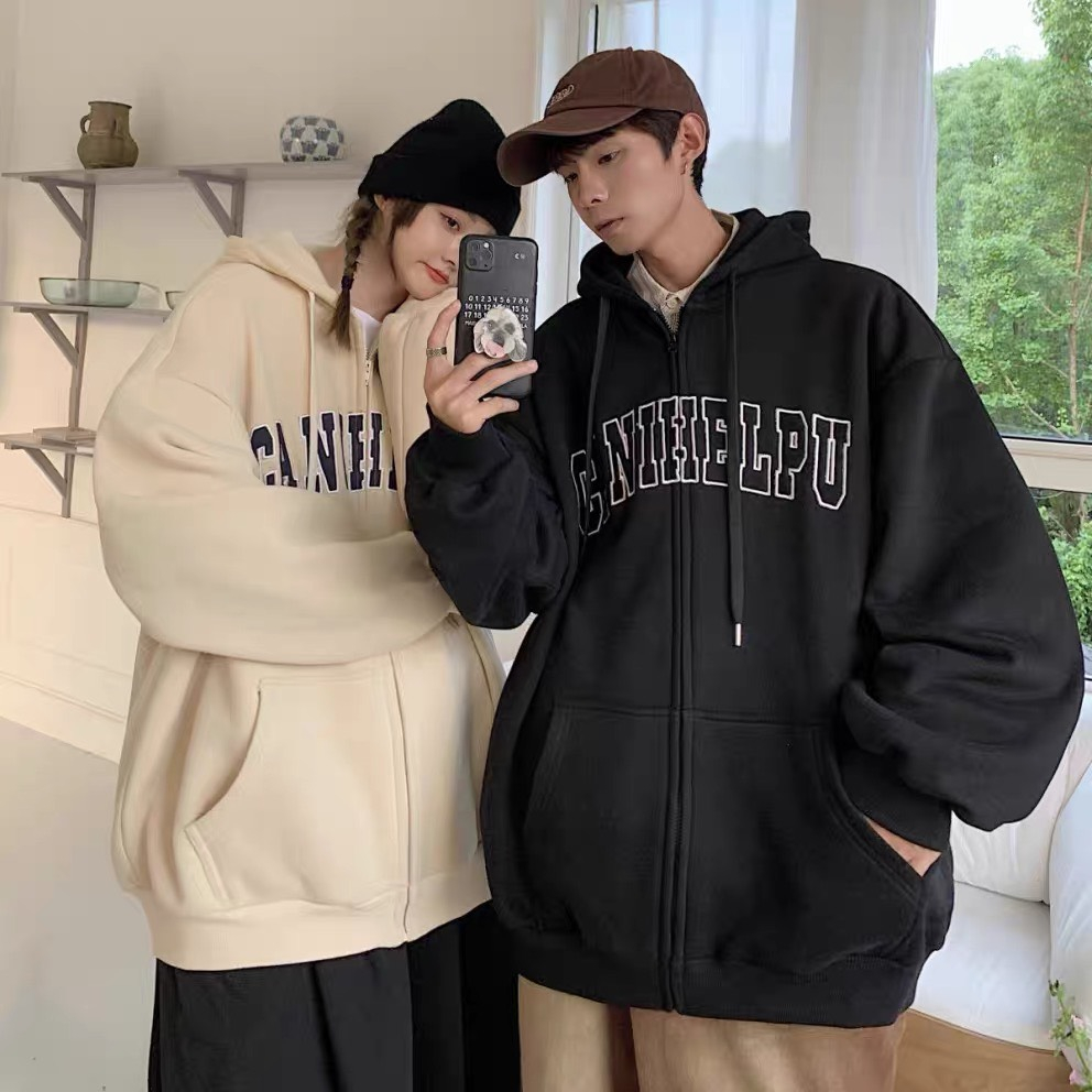 Hoodie zip khoác ngoài nam nữ form mũ rộng unisex deliz chất nỉ bông, da cá dày dặn kiểu