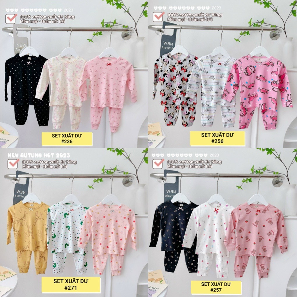 SET 3 BỘ XUẤT DƯ DÀI TAY CHO BÉ GÁI