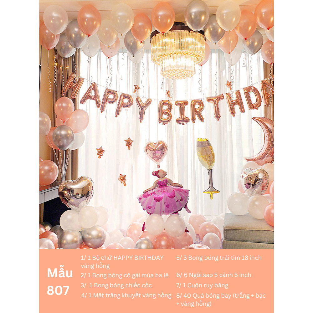 Set bong bóng trang trí sinh nhật tại nhà HAPPY BIRTHDAY cho người lớn nhiều mẫu, đầy đủ phụ kiện | RYO