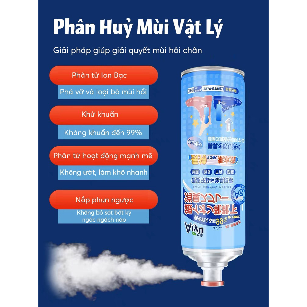 Bình Xịt Khử Mùi Hôi Giày Dép Nano Bạc Khử Mùi Hôi Chân Cao Cấp