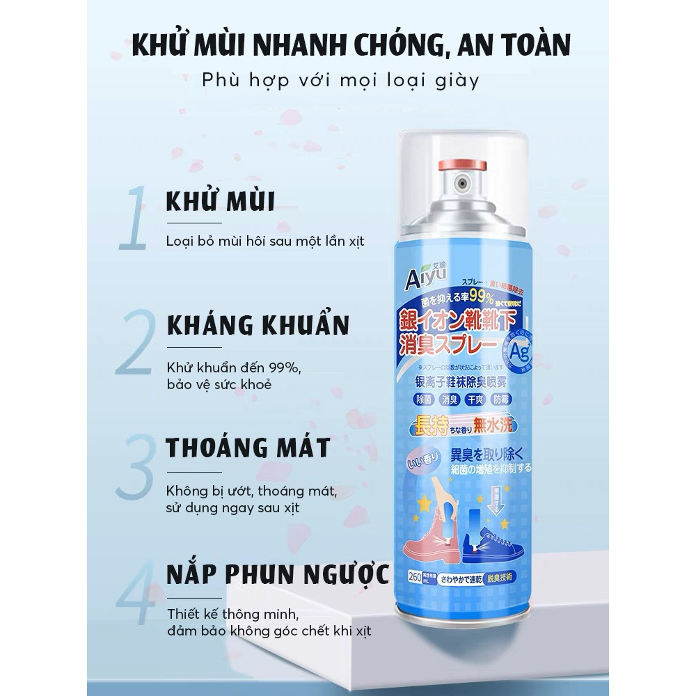 Bình Xịt Khử Mùi Hôi Giày Dép Nano Bạc Khử Mùi Hôi Chân Cao Cấp