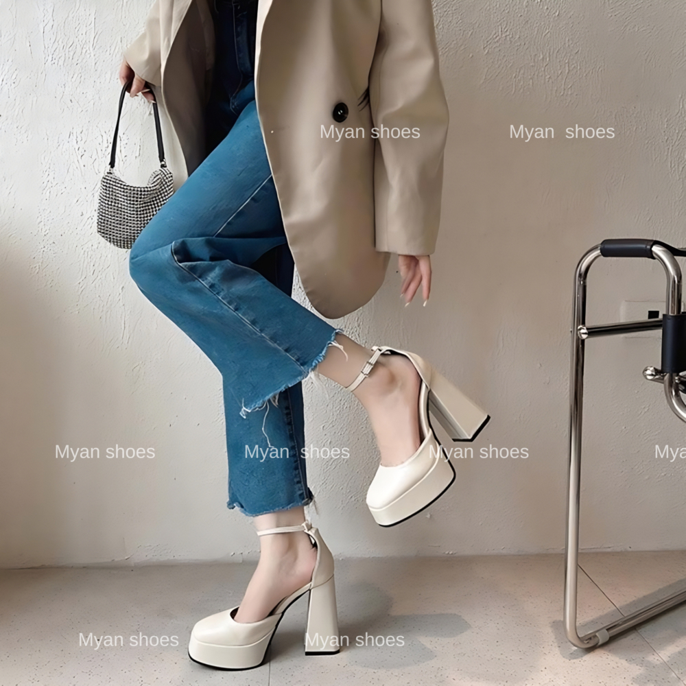 Giày cao gót  đế vuông Barbie  gót 12 cm siêu chất hottrend tôn dáng tiểu thư sang chảnh