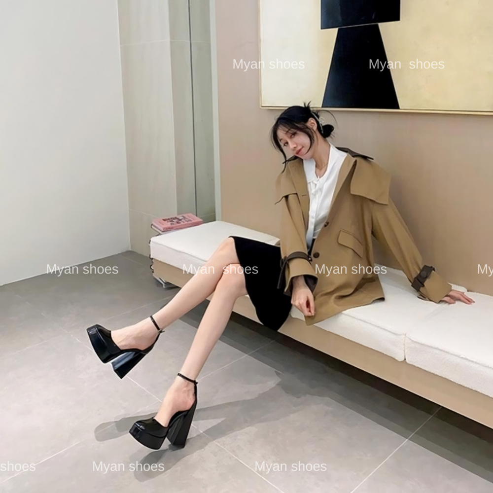 Giày cao gót  đế vuông Barbie  gót 12 cm siêu chất hottrend tôn dáng tiểu thư sang chảnh