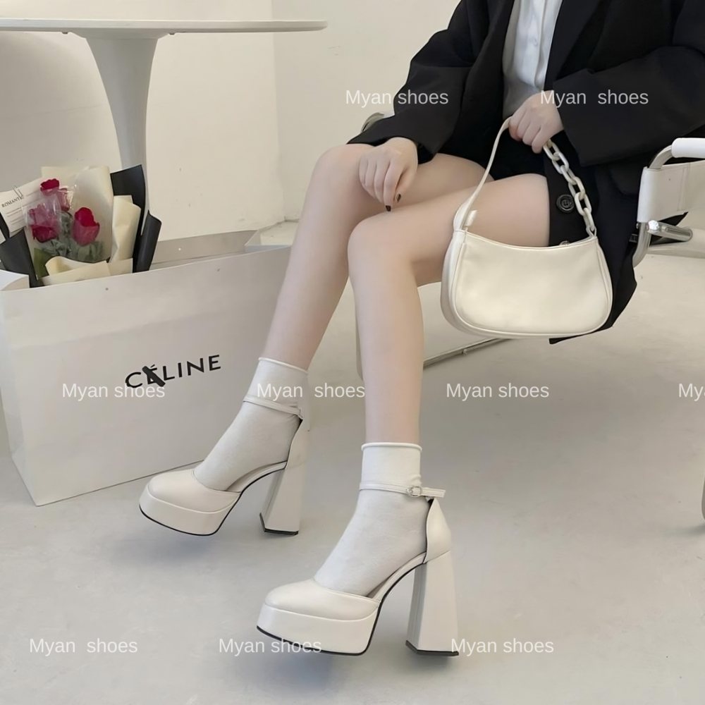 Giày cao gót  đế vuông Barbie  gót 12 cm siêu chất hottrend tôn dáng tiểu thư sang chảnh