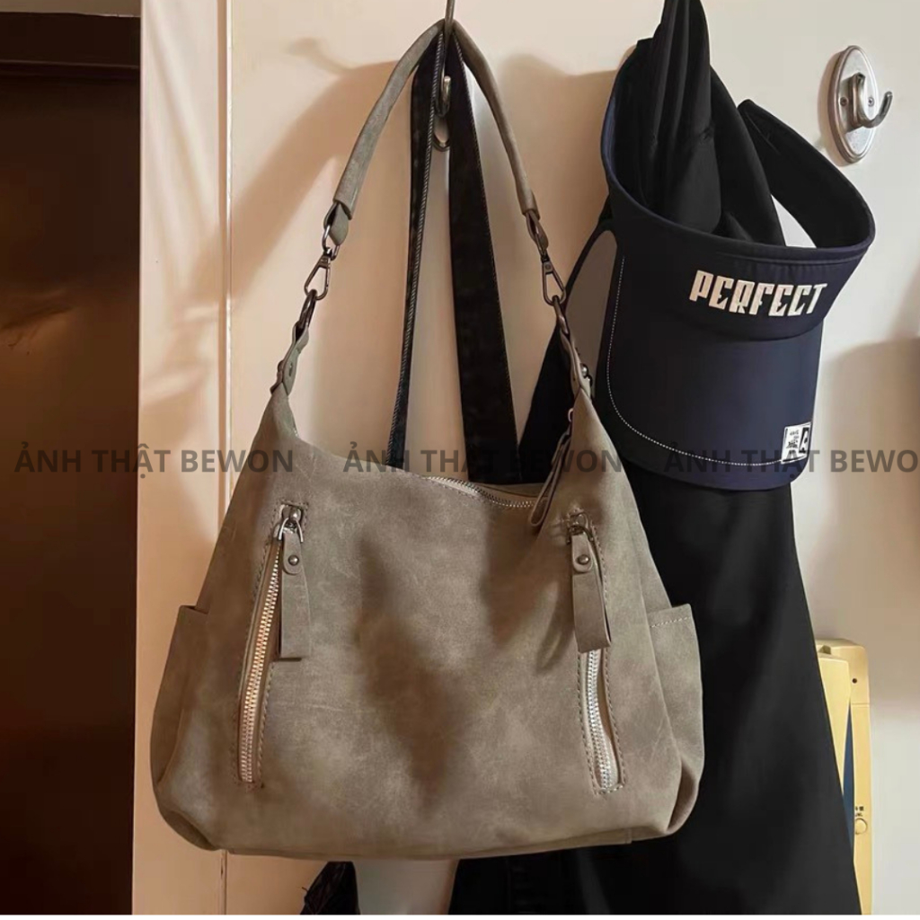 Túi đeo vai Bewon Túi đeo chéo chất liệu da Túi đeo vai phong cách Streetwear Túi tote đi học T008