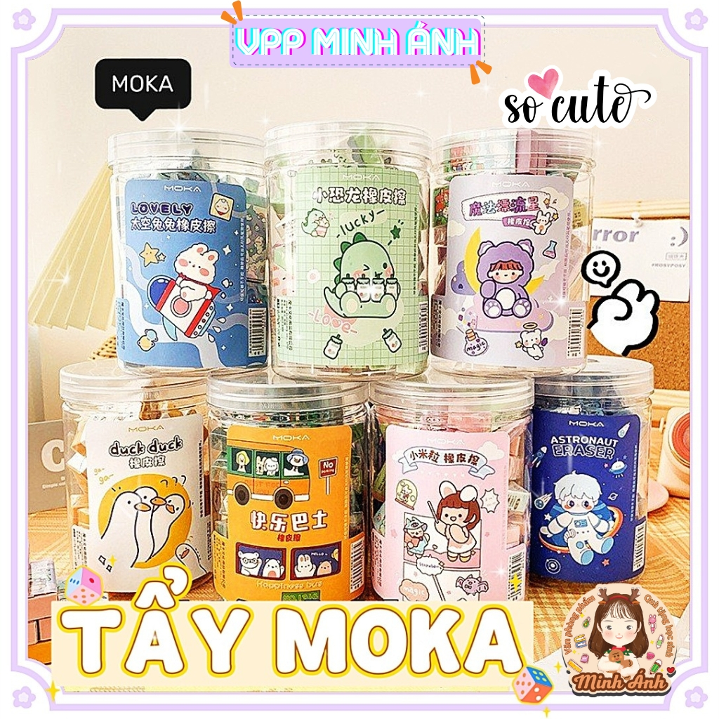 Tẩy bút chì Moka hình chữ nhật nhiều màu dễ thương đồ dùng học tập không thể thiếu cho bé đến trường
