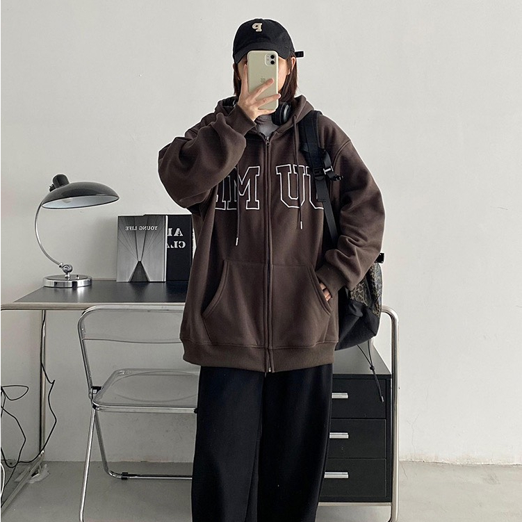 Hoodie zip khoác ngoài nam nữ form mũ rộng unisex deliz chất nỉ bông, da cá dày dặn kiểu