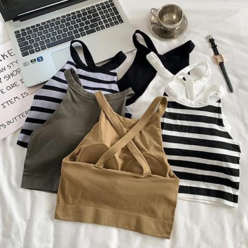 Áo bra croptop cổ yếm đệm mút đình hình phong cách trẻ trung sexy