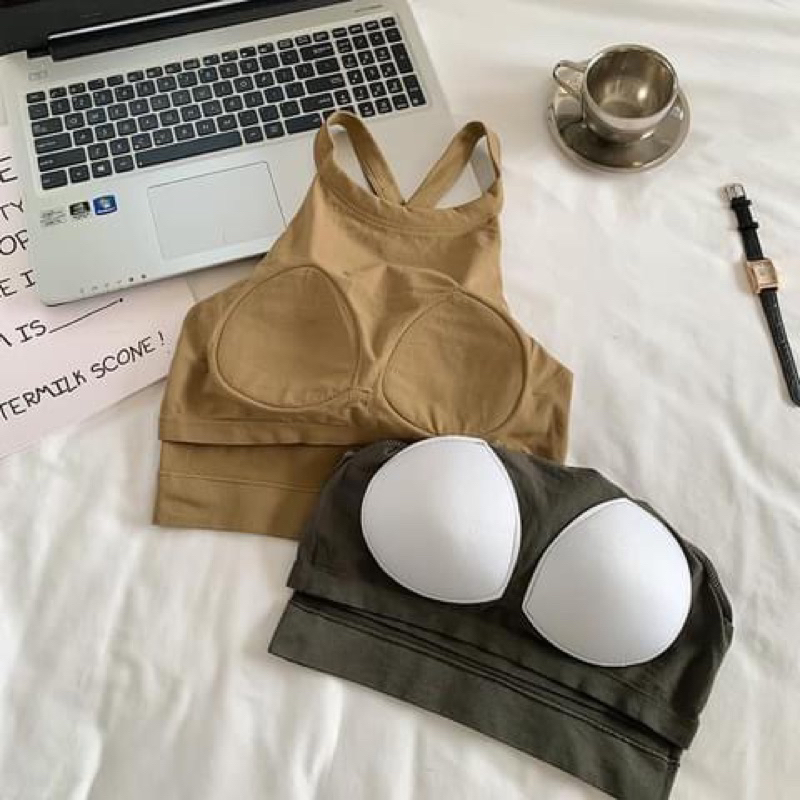 Áo bra croptop cổ yếm đệm mút đình hình phong cách trẻ trung sexy