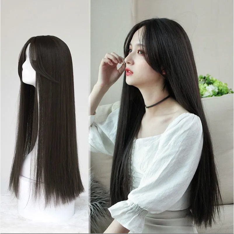 💗TẶNG LƯỚI💗Tóc giả nữ nguyên đầu suông thẳng dài 60cm có da đầu - TG21