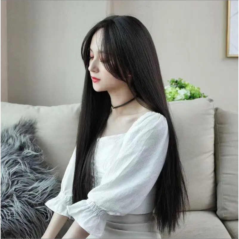 💗TẶNG LƯỚI💗Tóc giả nữ nguyên đầu suông thẳng dài 60cm có da đầu - TG21