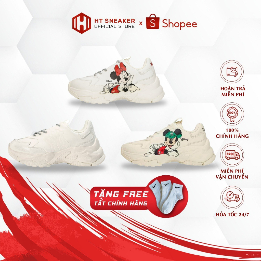 [CHÍNH HÃNG] Giày MLB Chunky BigBall Mickey X MLB | Giày thể thao thời trang MLB x Mickey độn đế siê