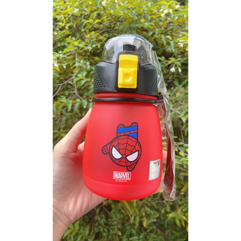 BÌNH NƯỚC SIÊU NHÂN NHỆN 450ml CÓ ỐNG HÚT DISNEY