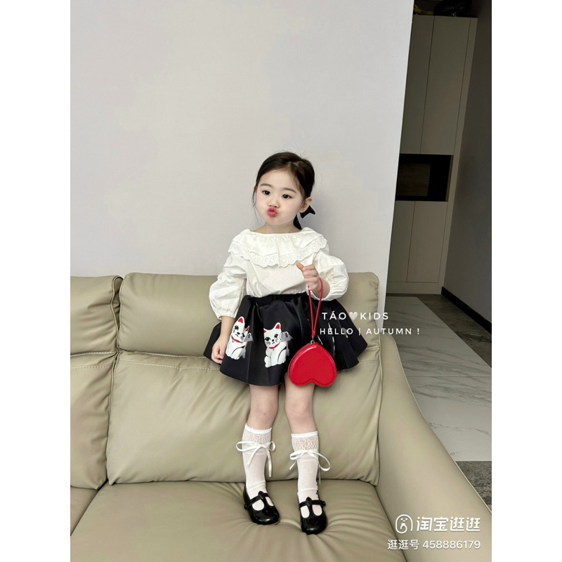Set váy tiểu thư mèo bé gái