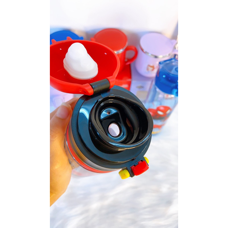 BÌNH NƯỚC SIÊU NHÂN NHỆN 450ml CÓ ỐNG HÚT DISNEY