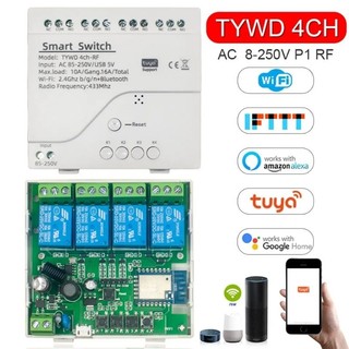 Rơ le wifi app Tuya/ Smartlife kết hợp RF433 nhấn nhả nhấn giữ tùy chỉnh thời gian trễ, hẹn giờ tự động