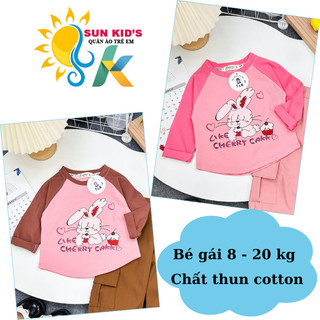 Áo thun bé gái in hình thỏ size từ 8 - 20 kg, áo phông dài tay thời trang cho bé - SUN KID'S