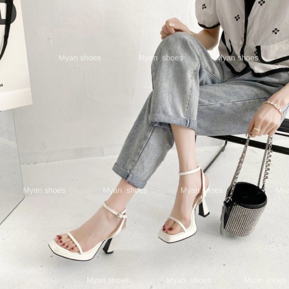 Sandal 2 dây đế đúp gót mảnh 9p hot trend 2023