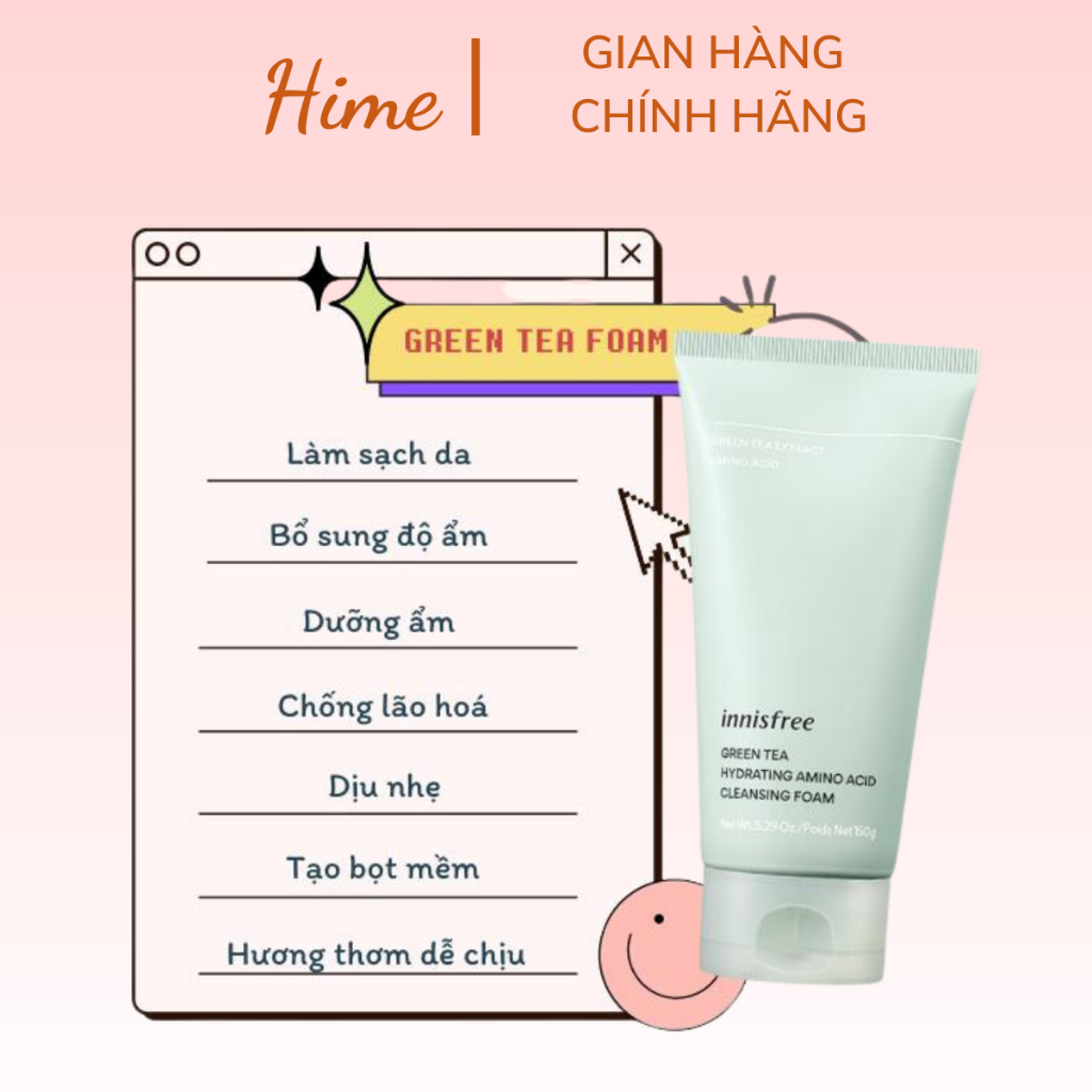 Sữa Rửa Mặt Trà Xanh Innisfree Green Tea Foam Cleanser 150ml Giúp Làm Sạch Sâu và Duy Trì Độ Ẩm