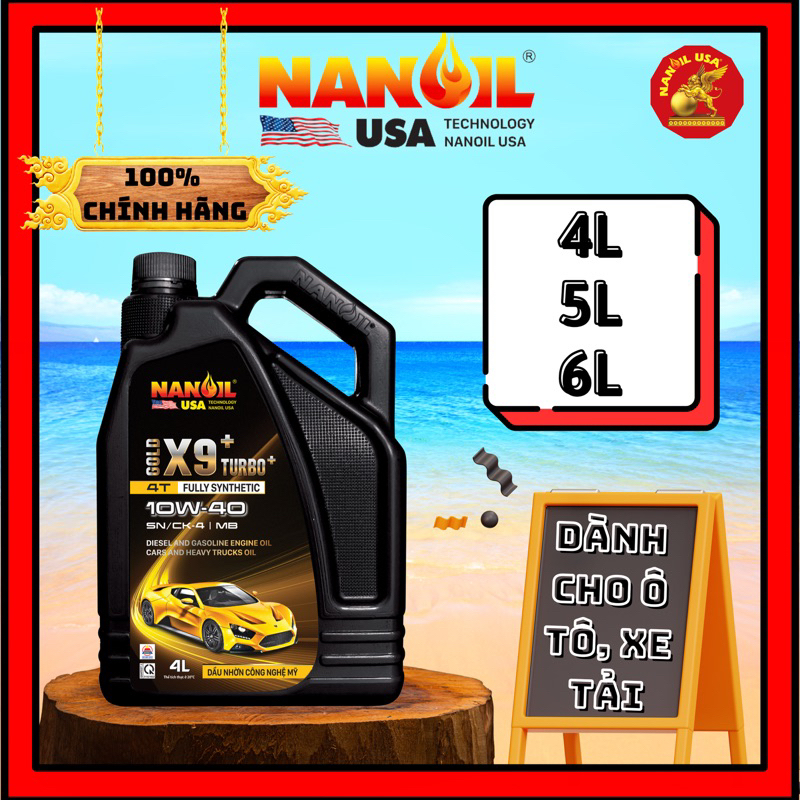 Dầu nhớt xe ô tô, xe tải NANOIL USA 10W40 - 10W50 (4L - 5L - 6L)