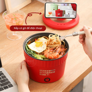 Nồi Lẩu Điện Mini, Ca Nấu Mì, Cốc Ăn Lẩu Cô Đơn Đa Năng Chống Dính Dung Tích 1L Công Suất 300W