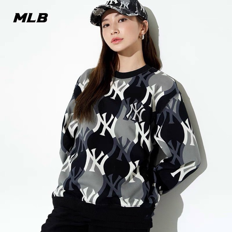 Áo Nỉ M.L.B Đen Logo NY Hàng Dư Xịn Unisex Dễ Phối Đồ