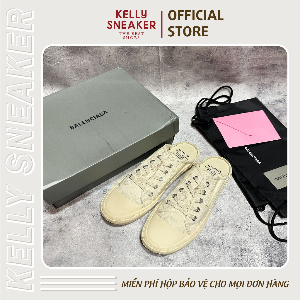 Giày Lux Balenciaga Paris Mules White - Bản Cao Cấp