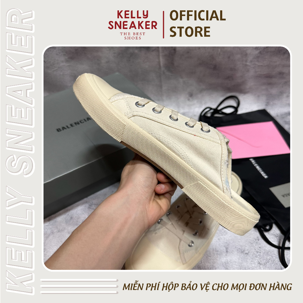 Giày Lux Balenciaga Paris Mules White - Bản Cao Cấp