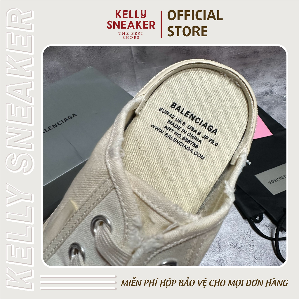 Giày Lux Balenciaga Paris Mules White - Bản Cao Cấp